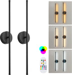 Battery Operated Wall Sconces with Remote Control, Dimmable Wall Sconces Set of Two, 350°Rotate, 3000K LED Gold Wireless Wall Light for Living Room, Bedroom, Hallway, 28.3 Inch (2 Pack) - Grand Goldman