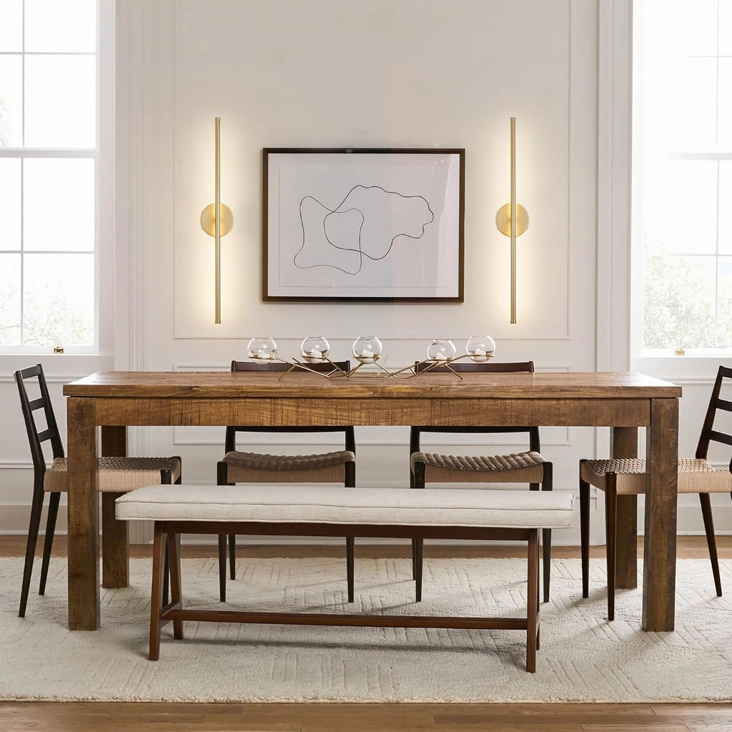 Battery Operated Wall Sconces with Remote Control, Dimmable Wall Sconces Set of Two, 350°Rotate, 3000K LED Gold Wireless Wall Light for Living Room, Bedroom, Hallway, 28.3 Inch (2 Pack) - Grand Goldman