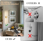 Battery Operated Wall Sconces with Remote Control, Dimmable Wall Sconces Set of Two, 350°Rotate, 3000K LED Gold Wireless Wall Light for Living Room, Bedroom, Hallway, 28.3 Inch (2 Pack) - Grand Goldman