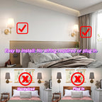 Battery Wall Sconces Set of Two,Battery Operated Sconces Up to 50 Hours Long Life,Rechargeable Cordless Wall Sconce USB Charging, RGB Fabric Wall Lights No Hardwired Need (Color : Brass) - Grand Goldman