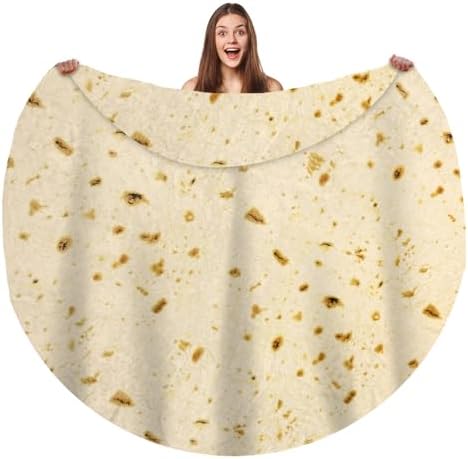 Bcareself Tortilla Blanket Adult Size Giant Double Sided for Kids Funny Realistic Food Personalized Throw Blanket Novelty Gift for Everyone 300 GSM Soft Flannel 60 inches Yellow - Grand Goldman
