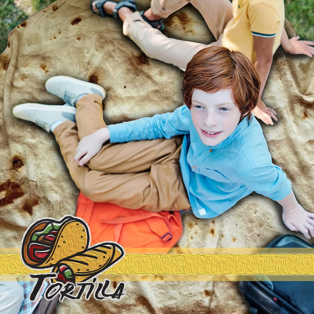 Bcareself Tortilla Blanket Adult Size Giant Double Sided for Kids Funny Realistic Food Personalized Throw Blanket Novelty Gift for Everyone 300 GSM Soft Flannel 60 inches Yellow - Grand Goldman