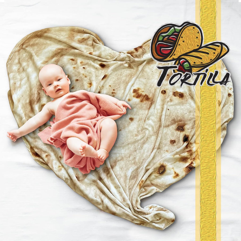Bcareself Tortilla Blanket Adult Size Giant Double Sided for Kids Funny Realistic Food Personalized Throw Blanket Novelty Gift for Everyone 300 GSM Soft Flannel 60 inches Yellow - Grand Goldman