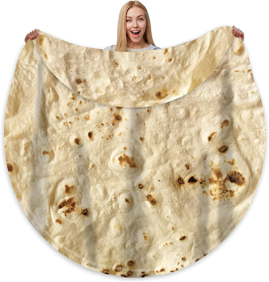 Bcareself Tortilla Blanket Adult Size Giant Double Sided for Kids Funny Realistic Food Personalized Throw Blanket Novelty Gift for Everyone 300 GSM Soft Flannel 60 inches Yellow - Grand Goldman