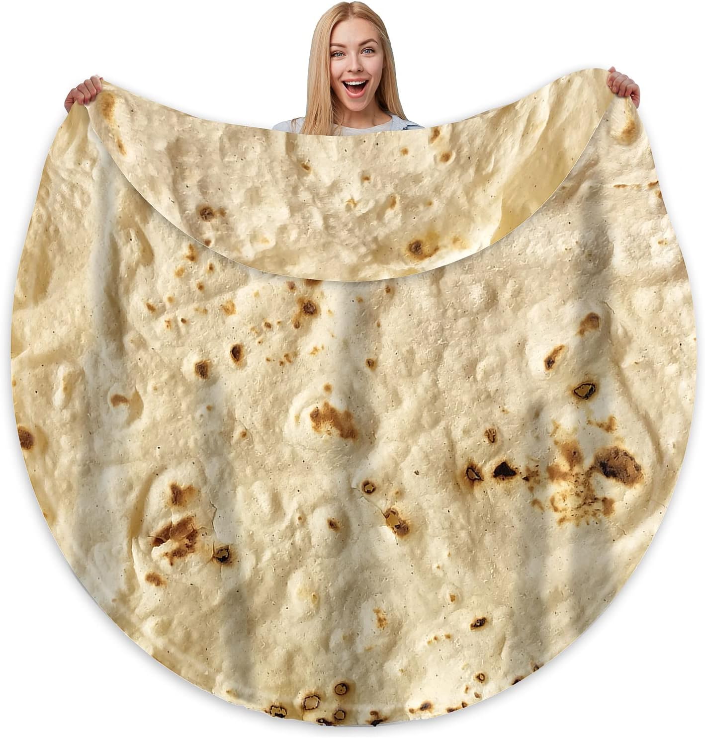 Bcareself Tortilla Blanket Adult Size Giant Double Sided for Kids Funny Realistic Food Personalized Throw Blanket Novelty Gift for Everyone 300 GSM Soft Flannel 60 inches Yellow - Grand Goldman