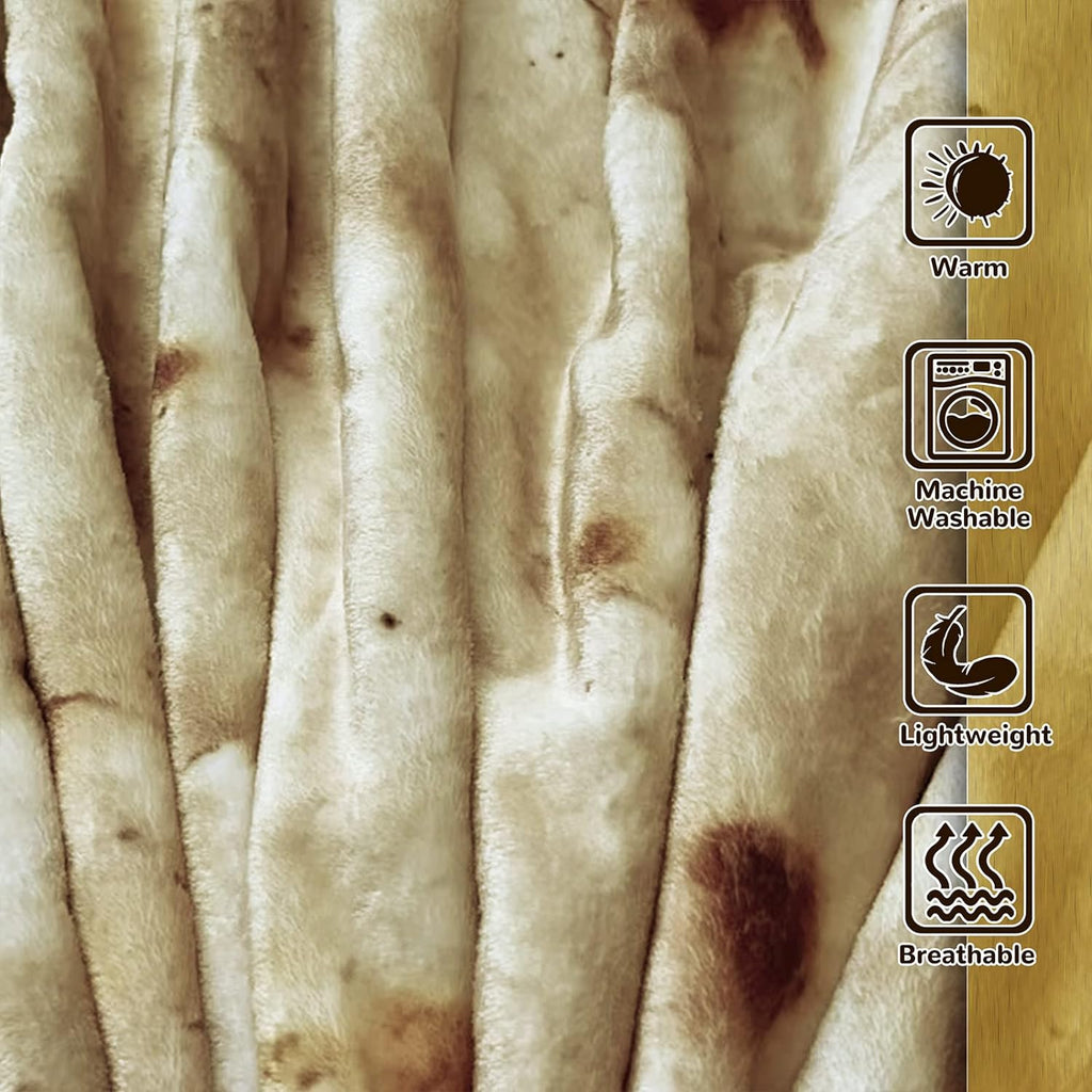 Bcareself Tortilla Blanket Adult Size Giant Double Sided for Kids Funny Realistic Food Personalized Throw Blanket Novelty Gift for Everyone 300 GSM Soft Flannel 60 inches Yellow - Grand Goldman