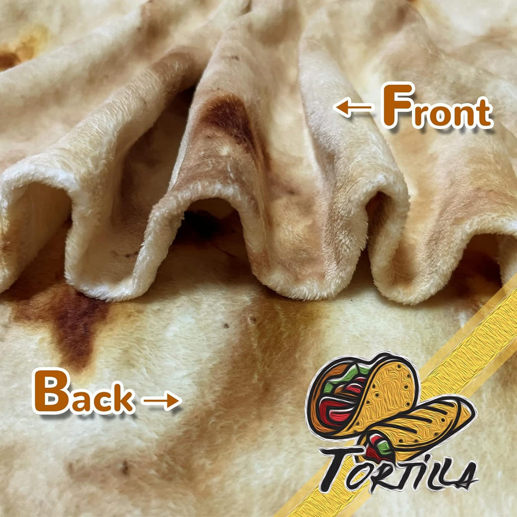 Bcareself Tortilla Blanket Adult Size Giant Double Sided for Kids Funny Realistic Food Personalized Throw Blanket Novelty Gift for Everyone 300 GSM Soft Flannel 60 inches Yellow - Grand Goldman
