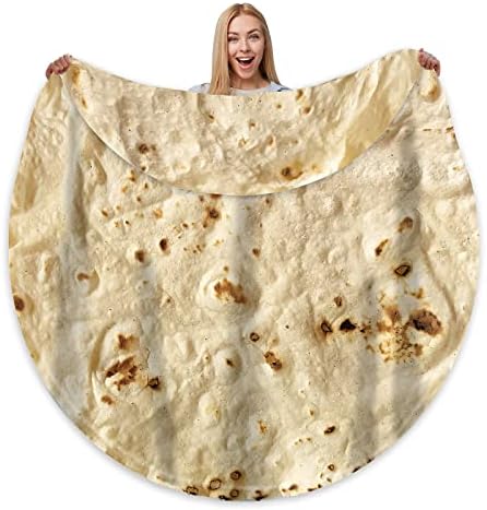 Bcareself Tortilla Blanket Adult Size Giant Double Sided for Kids Funny Realistic Food Personalized Throw Blanket Novelty Gift for Everyone 300 GSM Soft Flannel 60 inches Yellow - Grand Goldman