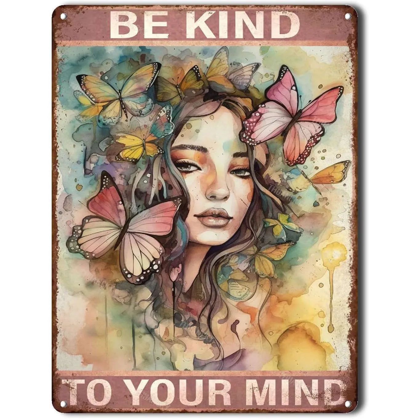 Be Kind To your Mind Girls Metal Tin Signs Flowers Posters Plate Wall Decor for Home Garden Bars Cafe Clubs Retro Posters Plaque - Grand Goldman