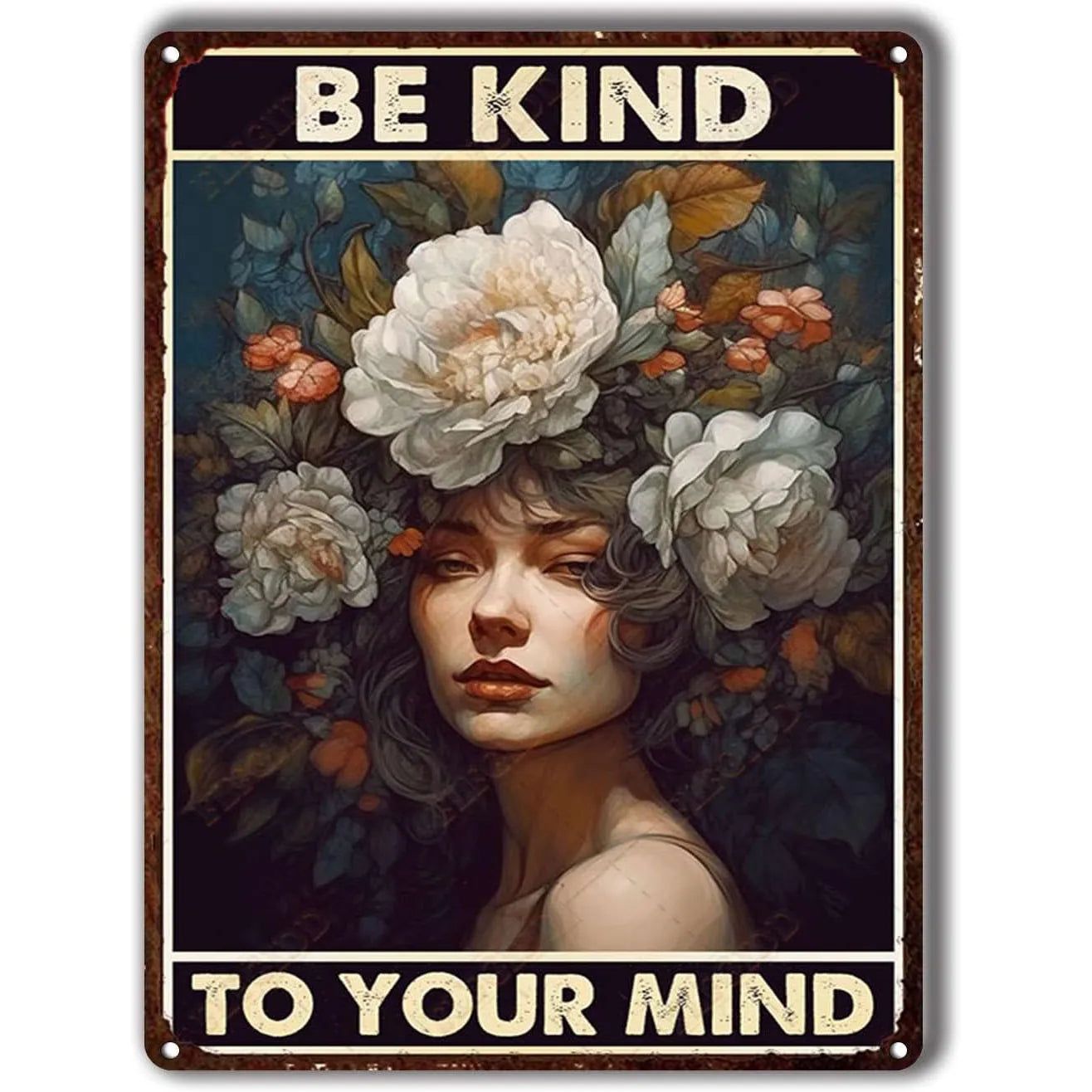 Be Kind To your Mind Girls Metal Tin Signs Flowers Posters Plate Wall Decor for Home Garden Bars Cafe Clubs Retro Posters Plaque - Grand Goldman