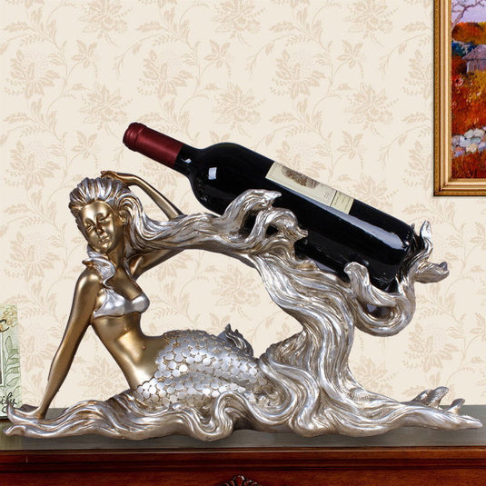 Beautifully designed mermaid  wine bottle holder. resin - Grand Goldman