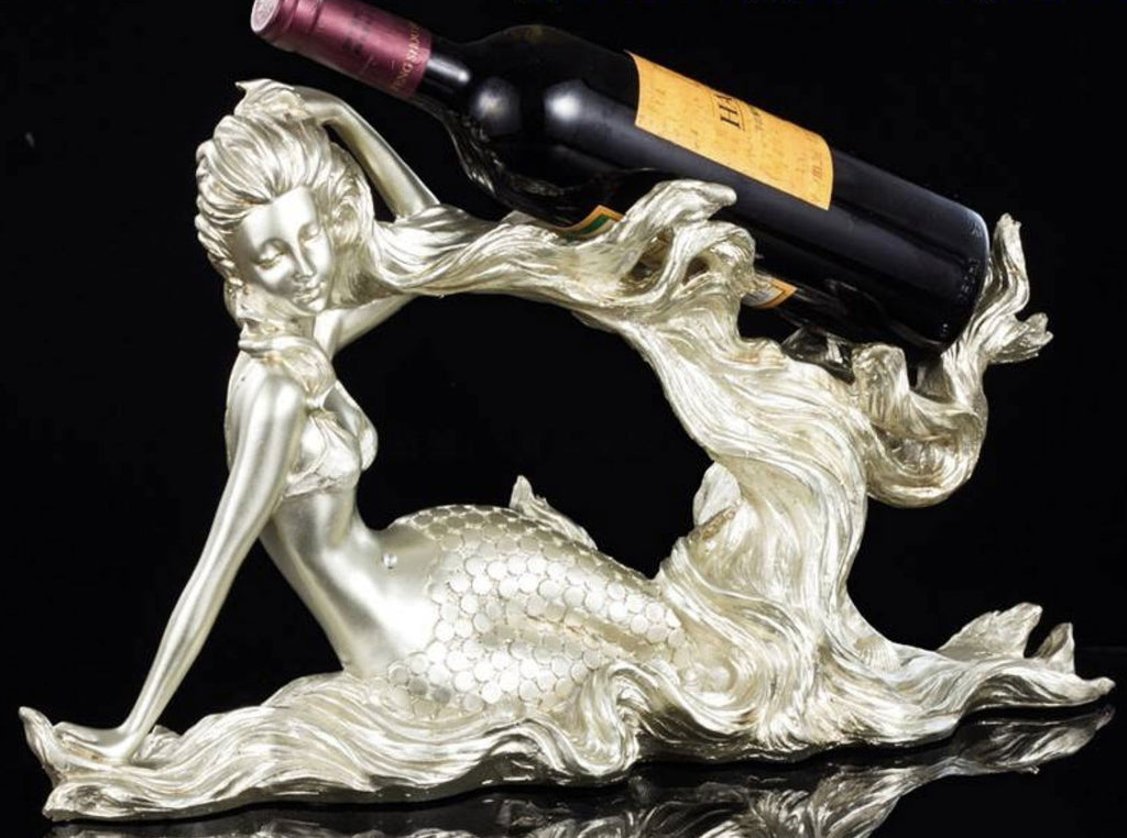 Beautifully designed mermaid  wine bottle holder. resin - Grand Goldman
