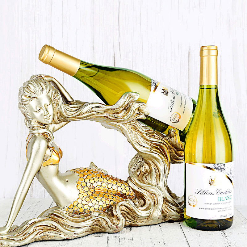 Beautifully designed mermaid  wine bottle holder. resin - Grand Goldman