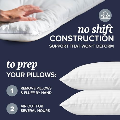 Beckham Hotel Collection Bed Pillows Standard / Queen Size Set of 2 - Down Alternative Bedding Gel Cooling Pillow for Back, Stomach or Side Sleepers - Grand Goldman