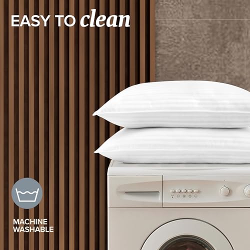 Beckham Hotel Collection Bed Pillows Standard / Queen Size Set of 2 - Down Alternative Bedding Gel Cooling Pillow for Back, Stomach or Side Sleepers - Grand Goldman