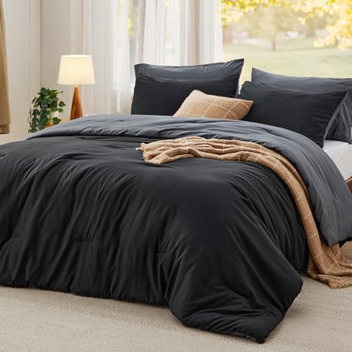 Bedsure Bedding Comforter Sets King, Reversible Khaki Prewashed Bed Comforter for All Seasons, 3 Pieces Warm Soft Bed Set, 1 Lightweight Comforter (104"x90") and 2 Pillowcases (20"x36") - Grand Goldman