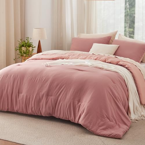 Bedsure Bedding Comforter Sets King, Reversible Khaki Prewashed Bed Comforter for All Seasons, 3 Pieces Warm Soft Bed Set, 1 Lightweight Comforter (104"x90") and 2 Pillowcases (20"x36") - Grand Goldman