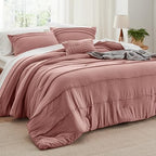 Bedsure Beige Queen Comforter Set - 4 Pieces Pinch Pleat Bed Set, Down Alternative Bedding Sets for All Season, 1 Comforter, 2 Pillowcases, 1 Decorative Pillow - Grand Goldman