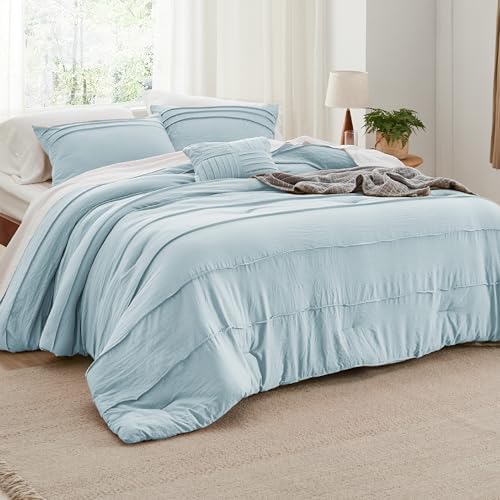 Bedsure Beige Queen Comforter Set - 4 Pieces Pinch Pleat Bed Set, Down Alternative Bedding Sets for All Season, 1 Comforter, 2 Pillowcases, 1 Decorative Pillow - Grand Goldman