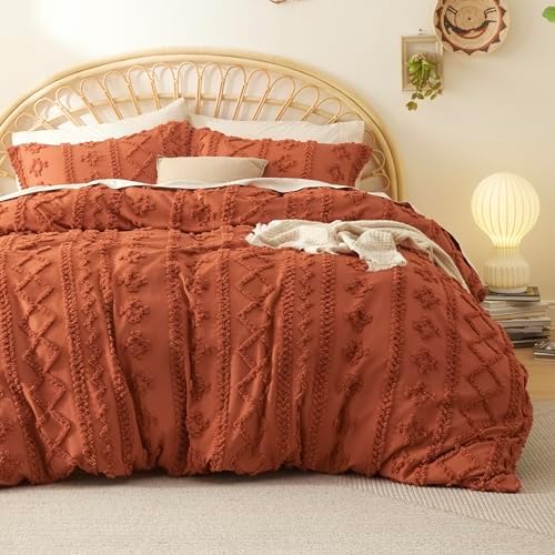 Bedsure Boho Duvet Cover King Size - Tufted Duvet Cover King Size for All Seasons, 3 Pieces Soft Shabby Chic Embroidery Boho Bedding Duvet Cover for Gifts (Beige, King, 104x90) - Grand Goldman