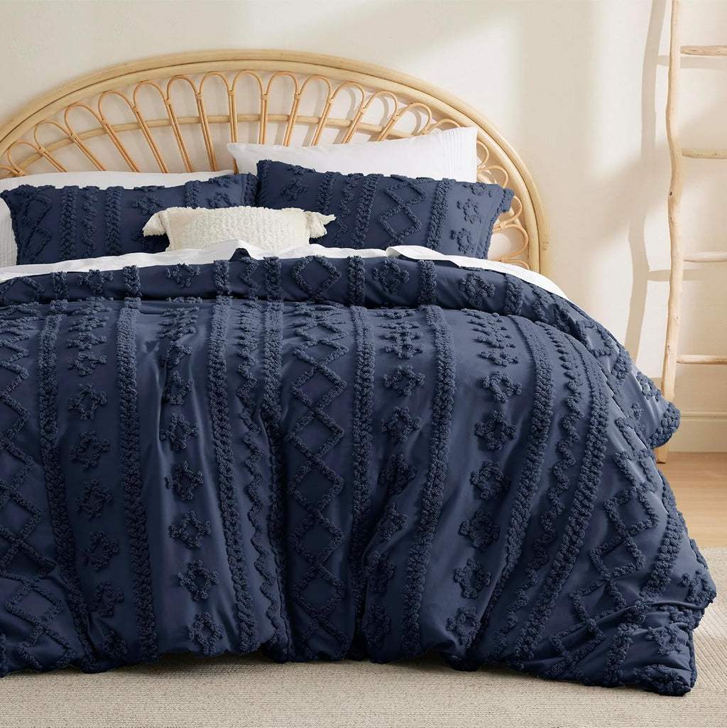 Bedsure Boho Duvet Cover King Size - Tufted Duvet Cover King Size for All Seasons, 3 Pieces Soft Shabby Chic Embroidery Boho Bedding Duvet Cover for Gifts (Beige, King, 104x90) - Grand Goldman