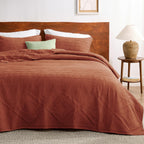 Bedsure Boho Quilt Queen Size Dark Green, Modern Geometric Stitched Pattern, Ultra Soft and Lightweight Bedding Set, 3 Pieces, 1 Quilt and 2 Pillow Shams - Grand Goldman