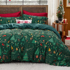 Bedsure Christmas Duvet Cover King - Christmas Bedding King Size, Reversible Buffalo Check Printed Christmas Plaid Duvet Cover, Includes 1 Duvet Cover and 2 Pillow Shams (King, Reindeer) - Grand Goldman