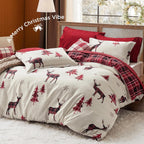 Bedsure Christmas Duvet Cover King - Christmas Bedding King Size, Reversible Buffalo Check Printed Christmas Plaid Duvet Cover, Includes 1 Duvet Cover and 2 Pillow Shams (King, Reindeer) - Grand Goldman