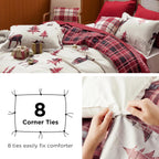 Bedsure Christmas Duvet Cover King - Christmas Bedding King Size, Reversible Buffalo Check Printed Christmas Plaid Duvet Cover, Includes 1 Duvet Cover and 2 Pillow Shams (King, Reindeer) - Grand Goldman