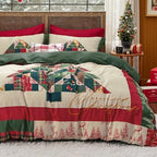 Bedsure Christmas Duvet Cover Queen - Green Forest Christmas Bedding Set, 5-Piece Includes 1 Duvet Cover, 2 Pillow Shams, 1 Throw Blanket and 1 Decorative Pillow (Queen, Green Forest) - Grand Goldman