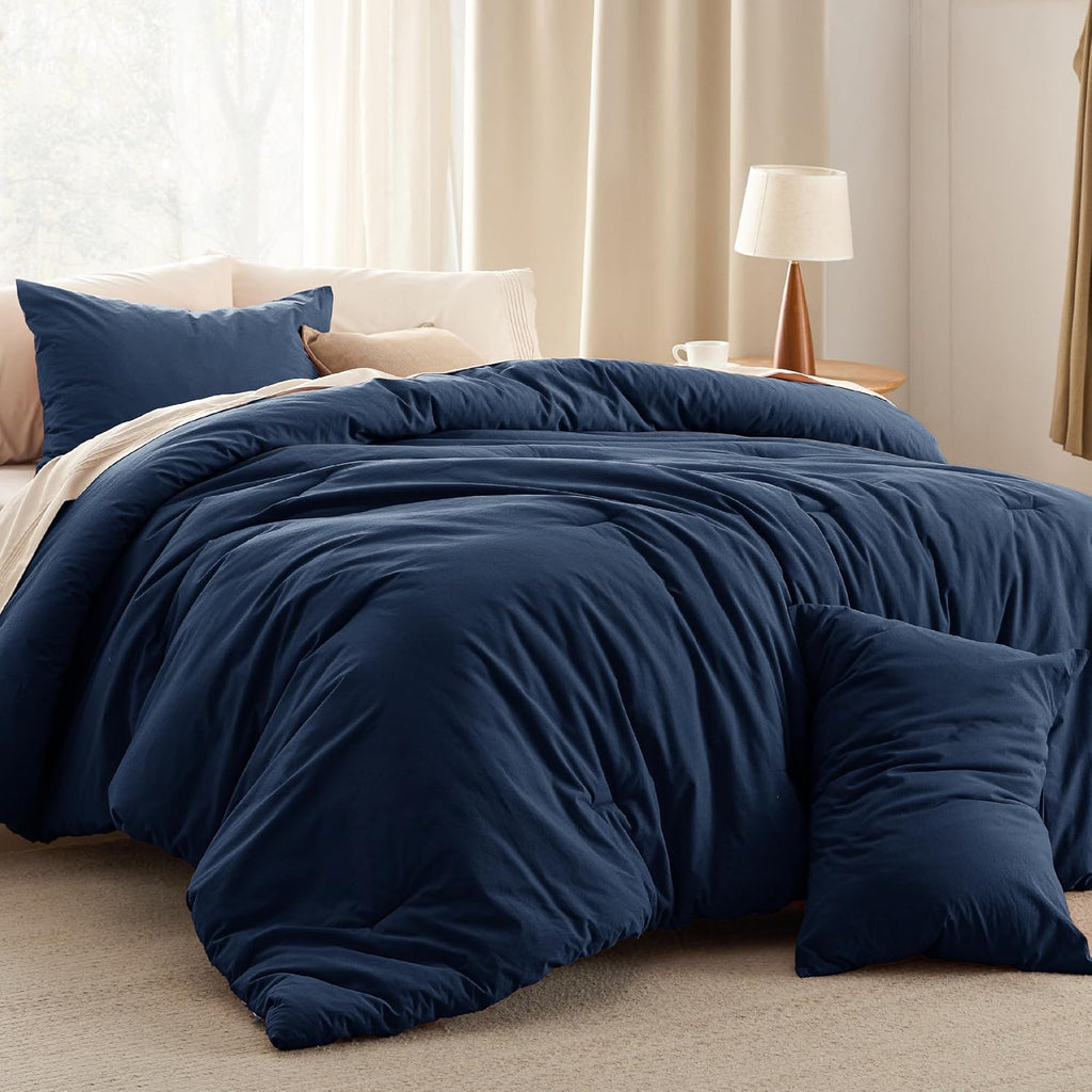 Bedsure Comforter Set Queen Size Grayish Olive Green - Cotton Fabric with Microfiber Inner Fill, Queen Comforter Set for All Seasons, 3 Pieces, 1 Comforter (90"x90") and 2 Pillow Cases (20"x26") - Grand Goldman