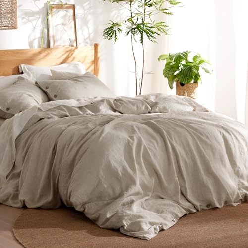 Bedsure Linen Duvet Cover King - Linen Cotton Blend Duvet Cover Set,Linen Color,3 Pieces,1 Duvet Cover 104 x 90 Inches and 2 Pillowcases,Comforter Sold Separately - Grand Goldman