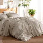 Bedsure Linen Duvet Cover King - Linen Cotton Blend Duvet Cover Set,Linen Color,3 Pieces,1 Duvet Cover 104 x 90 Inches and 2 Pillowcases,Comforter Sold Separately - Grand Goldman