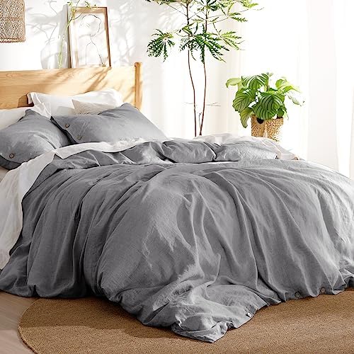Bedsure Linen Duvet Cover King - Linen Cotton Blend Duvet Cover Set,Linen Color,3 Pieces,1 Duvet Cover 104 x 90 Inches and 2 Pillowcases,Comforter Sold Separately - Grand Goldman