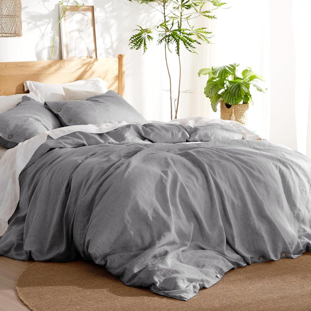 Bedsure Linen Duvet Cover King - Linen Cotton Blend Duvet Cover Set,Linen Color,3 Pieces,1 Duvet Cover 104 x 90 Inches and 2 Pillowcases,Comforter Sold Separately - Grand Goldman