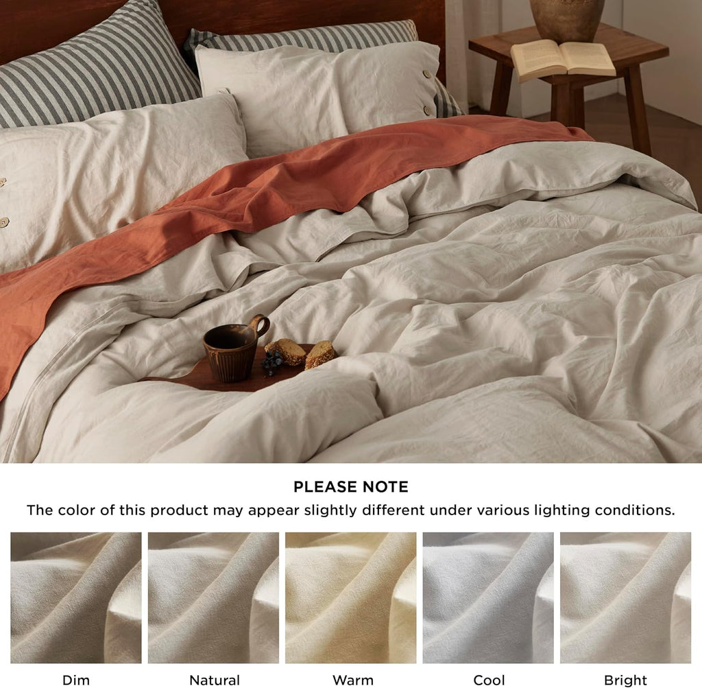 Bedsure Linen Duvet Cover King - Linen Cotton Blend Duvet Cover Set,Linen Color,3 Pieces,1 Duvet Cover 104 x 90 Inches and 2 Pillowcases,Comforter Sold Separately - Grand Goldman
