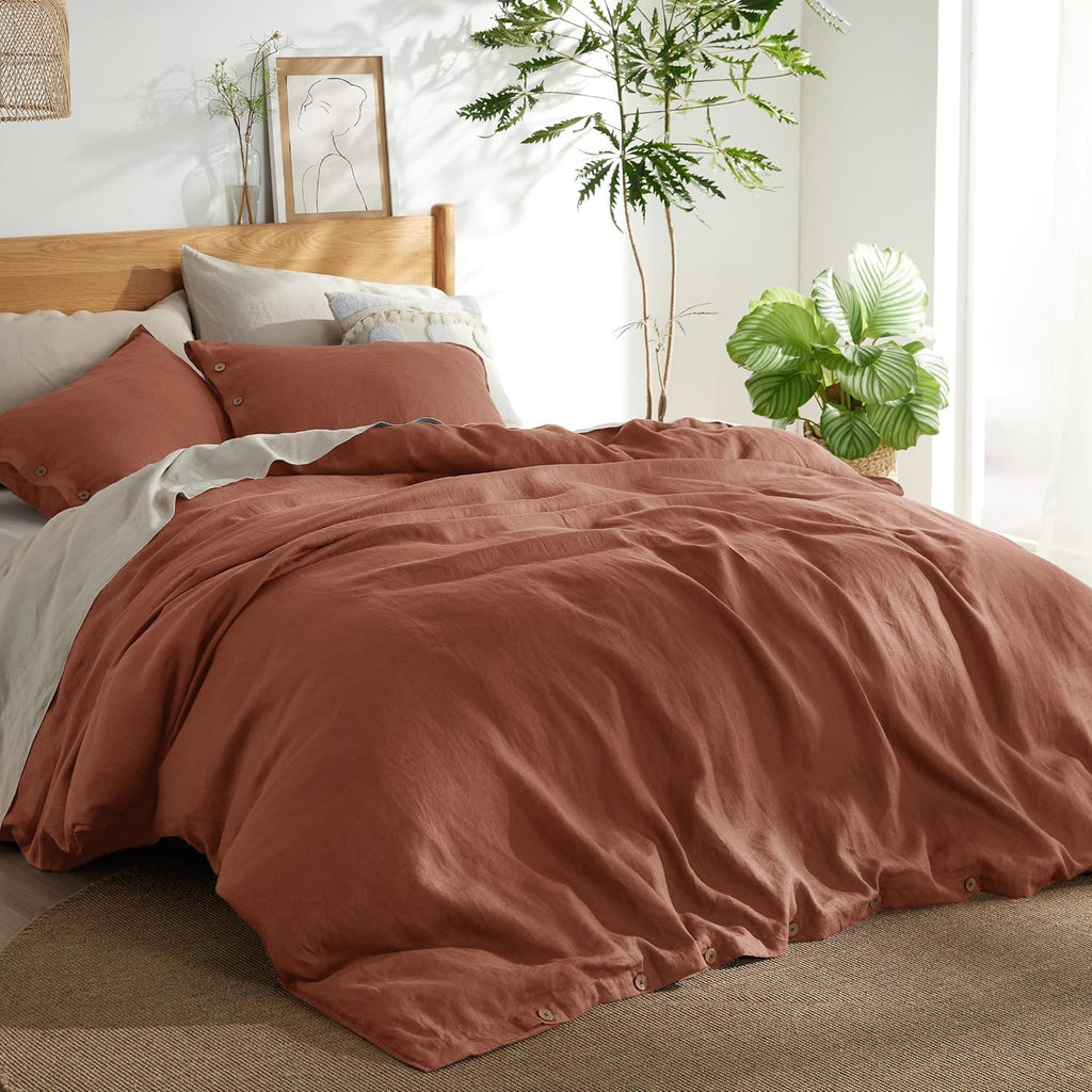 Bedsure Linen Duvet Cover King - Linen Cotton Blend Duvet Cover Set,Linen Color,3 Pieces,1 Duvet Cover 104 x 90 Inches and 2 Pillowcases,Comforter Sold Separately - Grand Goldman