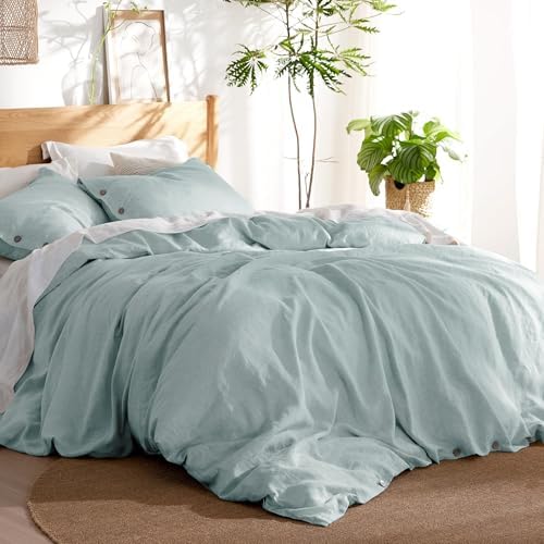 Bedsure Linen Duvet Cover King - Linen Cotton Blend Duvet Cover Set,Linen Color,3 Pieces,1 Duvet Cover 104 x 90 Inches and 2 Pillowcases,Comforter Sold Separately - Grand Goldman