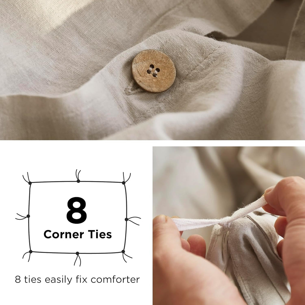 Bedsure Linen Duvet Cover King - Linen Cotton Blend Duvet Cover Set,Linen Color,3 Pieces,1 Duvet Cover 104 x 90 Inches and 2 Pillowcases,Comforter Sold Separately - Grand Goldman