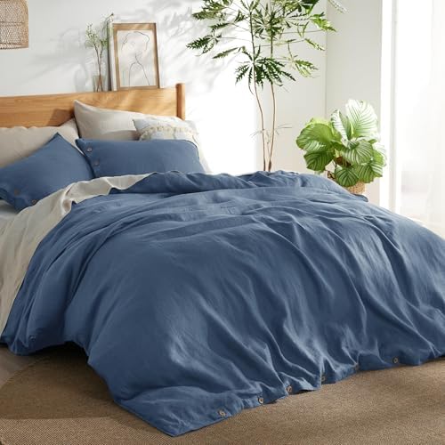 Bedsure Linen Duvet Cover King - Linen Cotton Blend Duvet Cover Set,Linen Color,3 Pieces,1 Duvet Cover 104 x 90 Inches and 2 Pillowcases,Comforter Sold Separately - Grand Goldman