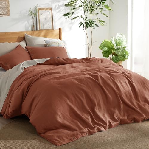 Bedsure Linen Duvet Cover King - Linen Cotton Blend Duvet Cover Set,Linen Color,3 Pieces,1 Duvet Cover 104 x 90 Inches and 2 Pillowcases,Comforter Sold Separately - Grand Goldman
