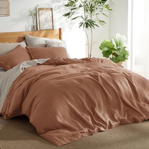 Bedsure Linen Duvet Cover King - Linen Cotton Blend Duvet Cover Set,Linen Color,3 Pieces,1 Duvet Cover 104 x 90 Inches and 2 Pillowcases,Comforter Sold Separately - Grand Goldman
