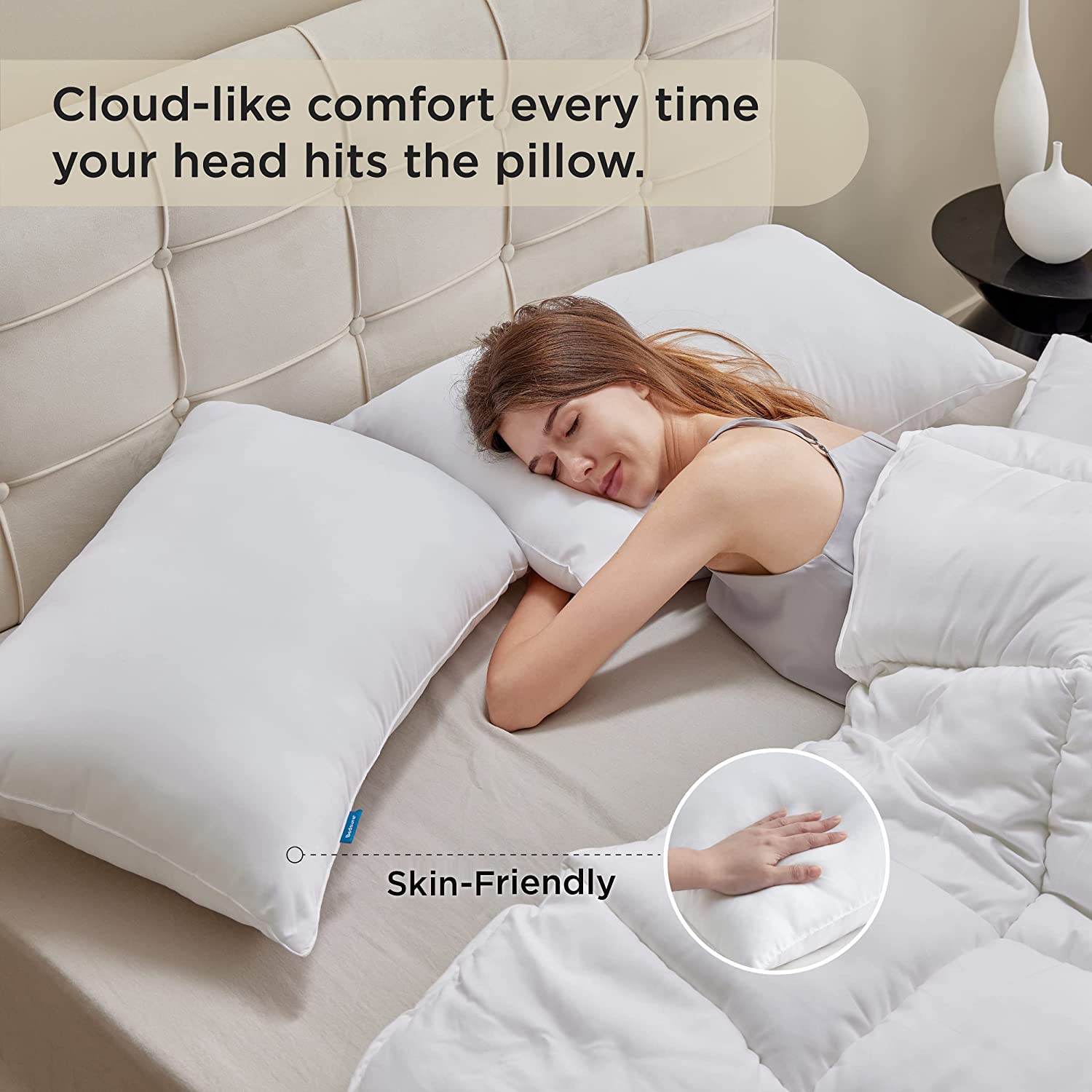 Bedsure Pillows Queen Size Set of 2 - Queen Pillows 2 Pack Hotel Quality Bed Pillows for Sleeping Soft and Supportive Pillows for Side, Back Sleepers - Grand Goldman