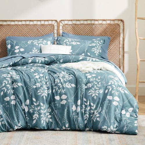Bedsure Queen Comforter Set - 7 Pieces Floral Sage Green Bedding Sets, Queen Bed in a Bag Gift for Christmas with Reversible Botanical Flowers Comforter, Sheets, Pillowcases & Shams - Grand Goldman