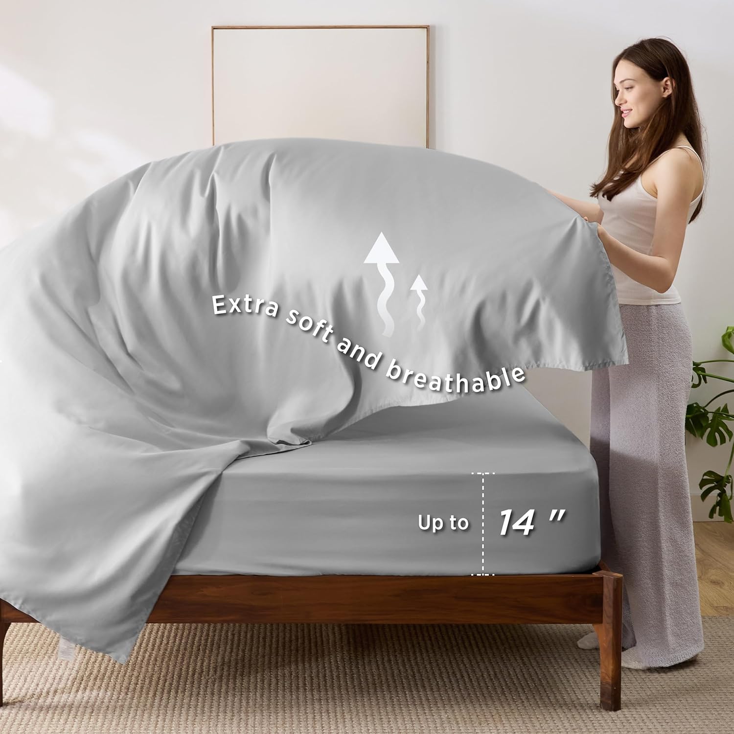 Bedsure Queen Comforter Set - 7 Pieces Reversible Comforters Queen Size Bed Set, Bed in a Bag Gift for Christmas with Comforter, Sheets, Pillowcases & Shams, Grey Bedding Sets - Grand Goldman