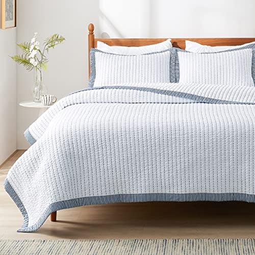 Bedsure Queen Quilt Set Bedspread Coverlet Queen Size - Lightweight Soft Bedding Set for All Seasons, Corduroy Pattern Quilt Set, 3 Pieces, 1 Quilt (90"x96") & 2 Pillow Shams (20"x26"+2") - Grand Goldman