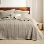 Bedsure Queen Quilt Set Bedspread Coverlet Queen Size - Lightweight Soft Bedding Set for All Seasons, Corduroy Pattern Quilt Set, 3 Pieces, 1 Quilt (90"x96") & 2 Pillow Shams (20"x26"+2") - Grand Goldman