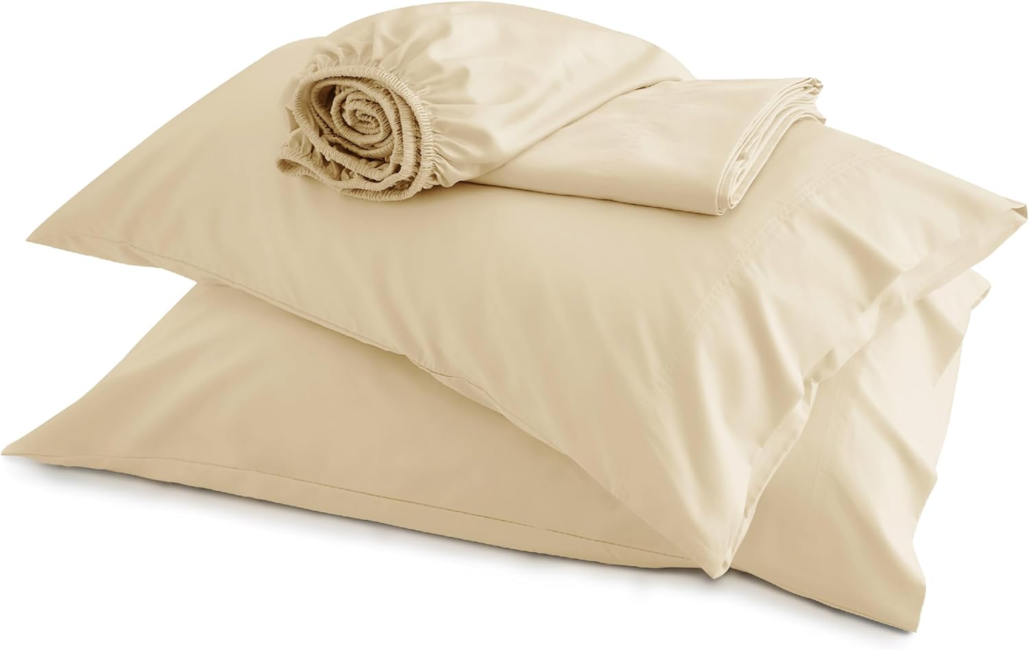 Bedsure Queen Sheet Set, Cooling Sheets for Queen Size Bed Set, Rayon Derived from Bamboo, Breathable & Soft Deep Pocket Up to 16", Hotel Luxury Silky Bedding Sheets & Pillowcases, Dark Grey - Grand Goldman