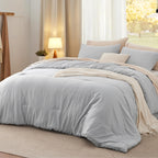 Bedsure Queen Size Comforter Sets, Beige Soft Prewashed Bed Comforter for All Seasons, 3 Pieces Warm Bedding Sets, 1 Lightweight Comforter (90"x90") and 2 Pillowcases (20"x26") - Grand Goldman