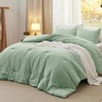 Bedsure Queen Size Comforter Sets, Beige Soft Prewashed Bed Comforter for All Seasons, 3 Pieces Warm Bedding Sets, 1 Lightweight Comforter (90"x90") and 2 Pillowcases (20"x26") - Grand Goldman